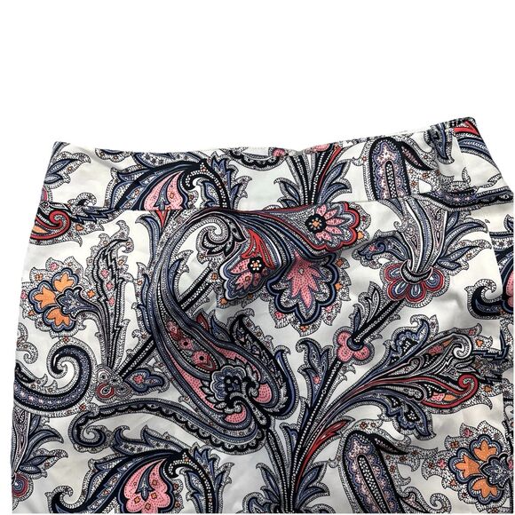 Ann Taylor Petite Sz 4P Pencil Skirt Multicolor Paisley Cotton stretch lined - Picture 5 of 9